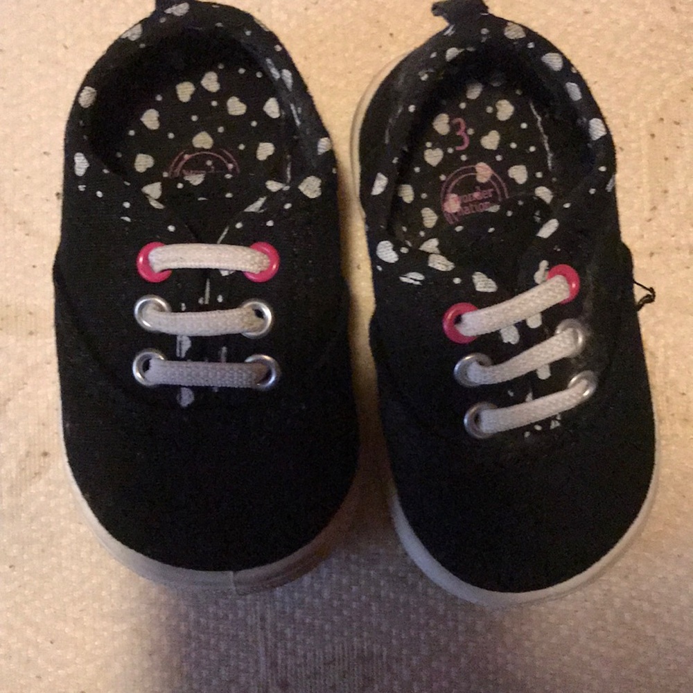 Size 3 girl shoes black pink white